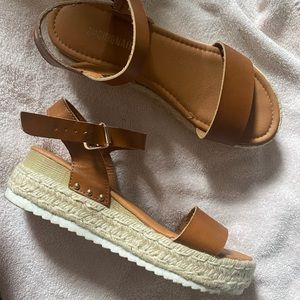 Brown platform sandals